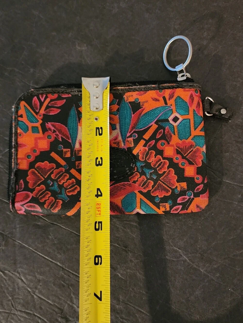 Fossil Key-Per Floral Print Coated Canvas Wristlet Wallet (Peeling, Fair Cond)